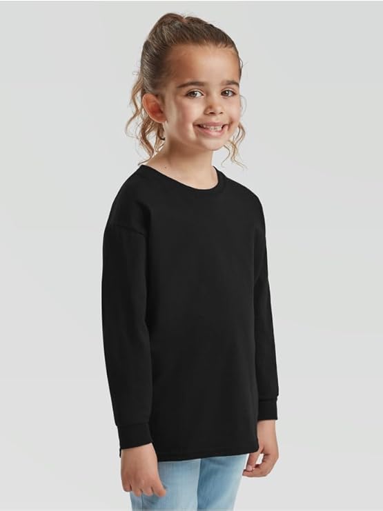 Kids Long Sleeve Cotton T-Shirt – Plain Round Neck Tee for School & Everyday Wear (Age 3–15)