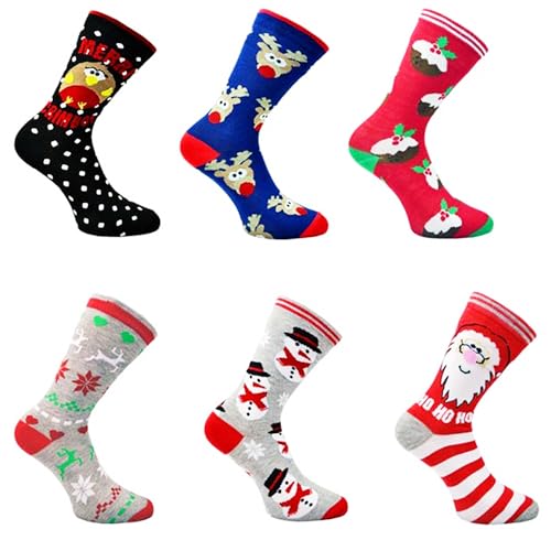 6 Pairs Christmas Socks – Festive Novelty Socks for Men & Women