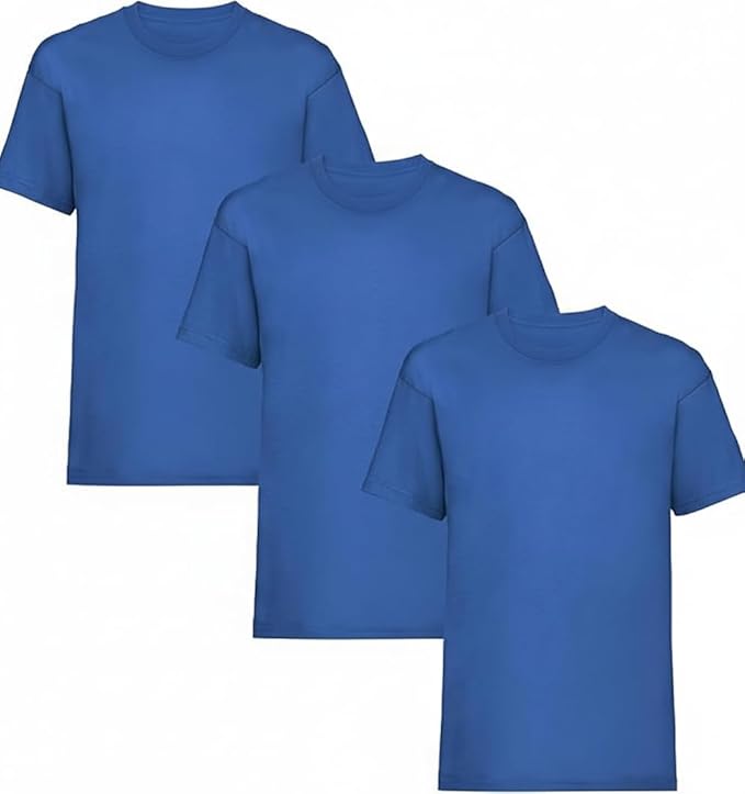HiFEN® Kids Crew Neck Short Sleeve T Shirts Cotton Rich Plain Classic Fit Value weight Casual Top 3 to 15 Years 3 Pack
