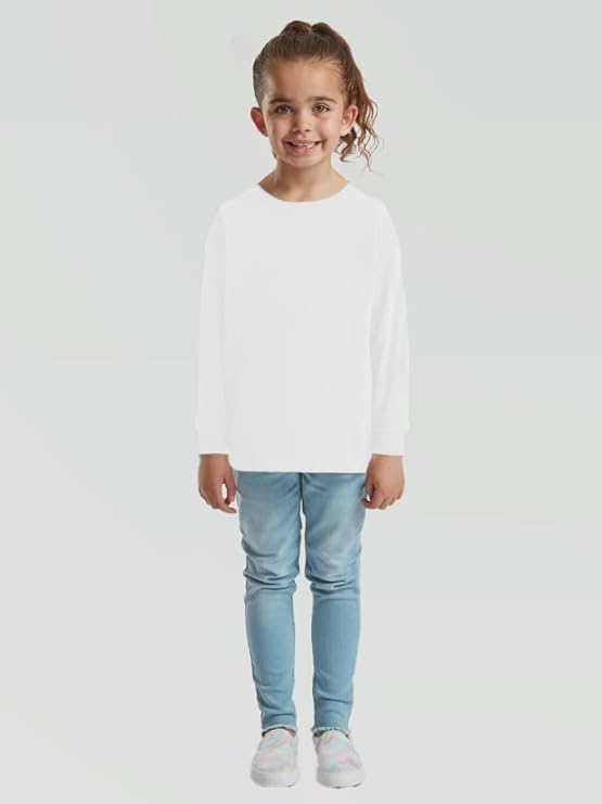 Kids Long Sleeve Cotton T-Shirt – Plain Round Neck Tee for School & Everyday Wear (Age 3–15)