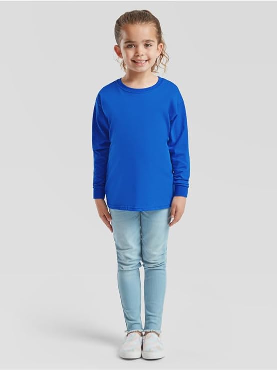 Kids Long Sleeve Cotton T-Shirt – Plain Round Neck Tee for School & Everyday Wear (Age 3–15)