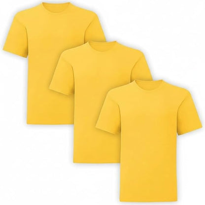HiFEN® Kids Crew Neck Short Sleeve T Shirts Cotton Rich Plain Classic Fit Value weight Casual Top 3 to 15 Years 3 Pack