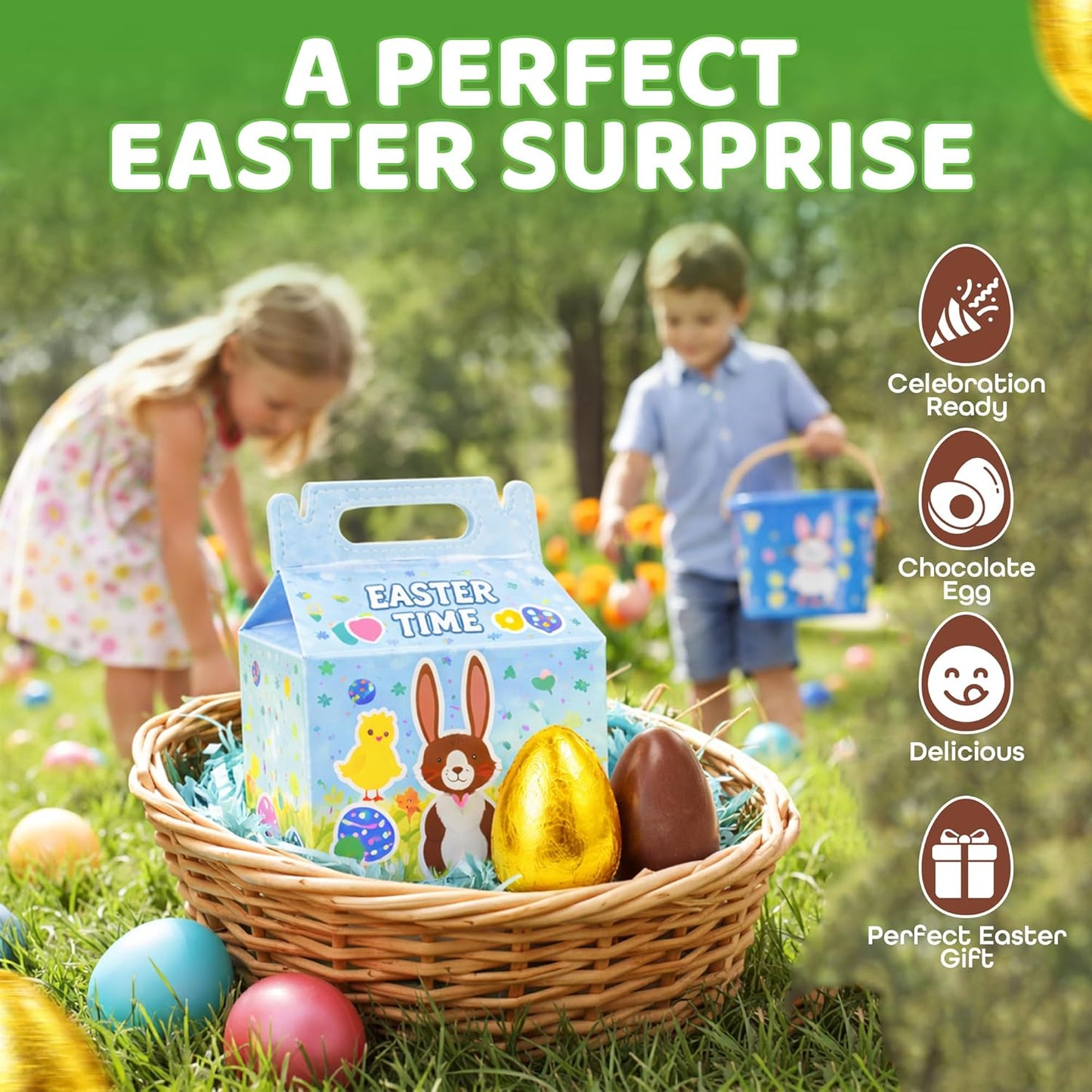 HiFEN® Easter Milk Chocolate Eggs 80g, Golden Eggs Gift Box, Luxurious Milky Easter Treats, Large Chocolate Egg Wrapped in Gold Foil (1 Chocolate Egg of 80g