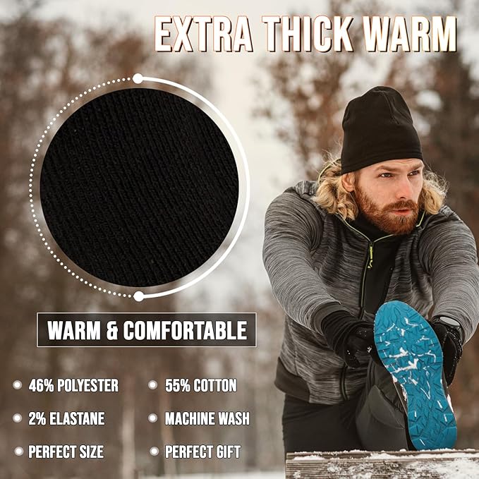 HiFEN® 3 Pairs Multipack Mens Extra Thick Warm Thermal Socks Black Heated Boot Socks