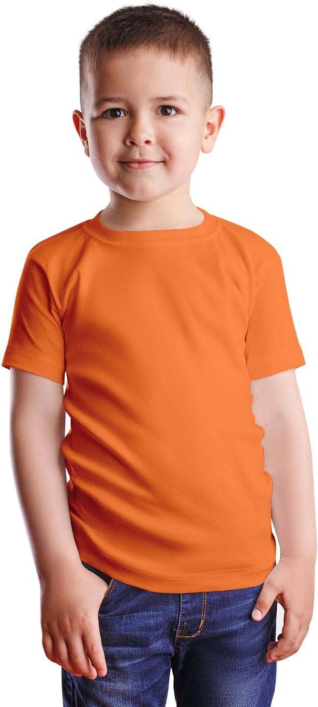 HiFEN® Kids Crew Neck Short Sleeve T Shirts Cotton Rich Plain Classic Fit Value weight Casual Top 3 to 15 Years 3 Pack