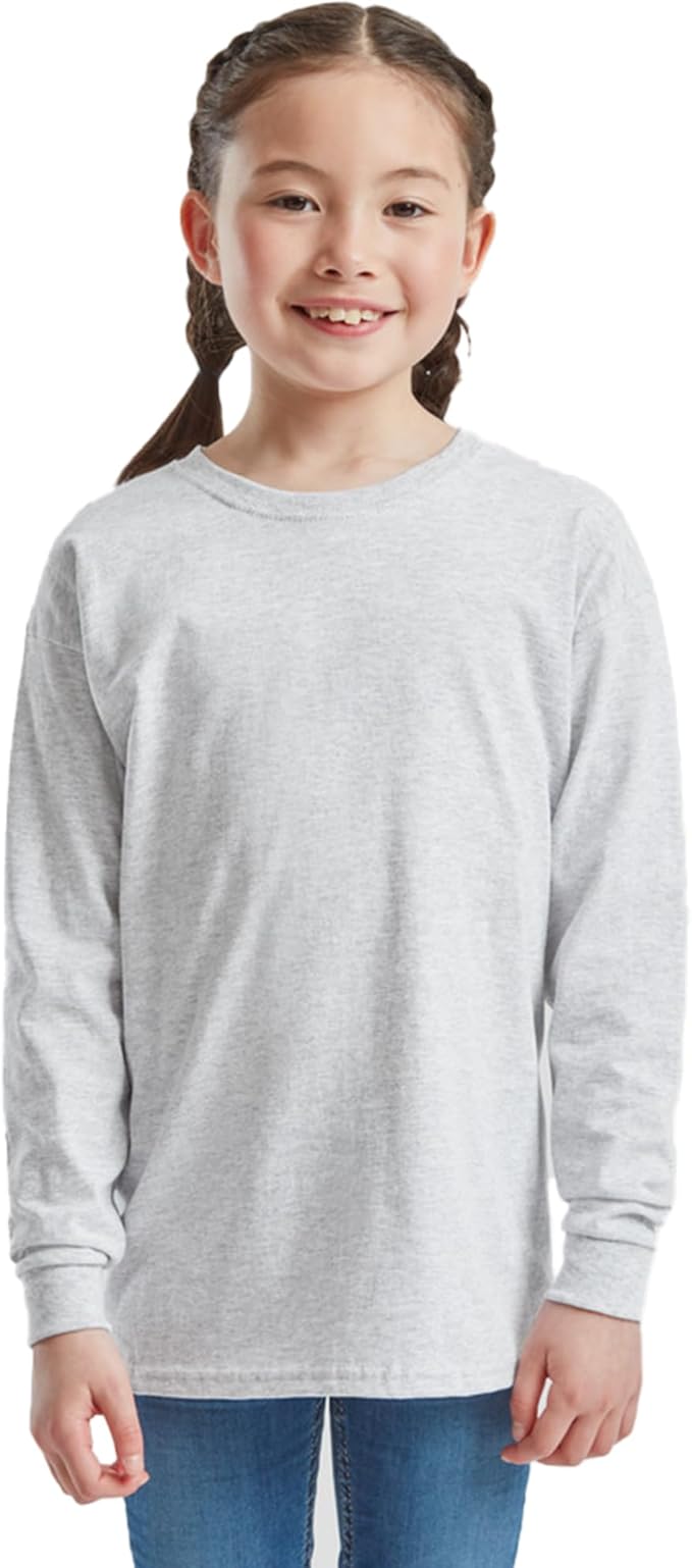 Kids Long Sleeve Cotton T-Shirt – Plain Round Neck Tee for School & Everyday Wear (Age 3–15)