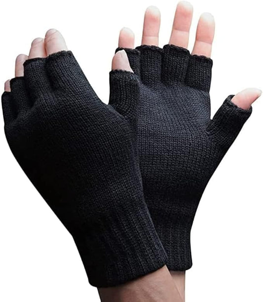 Women Winter Black Thermal Finger less Gloves