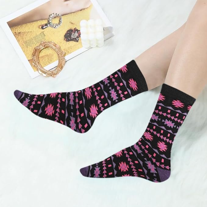 6 Pairs Women’s Wool Thermal Socks – Warm Winter Crew Socks UK 4–7