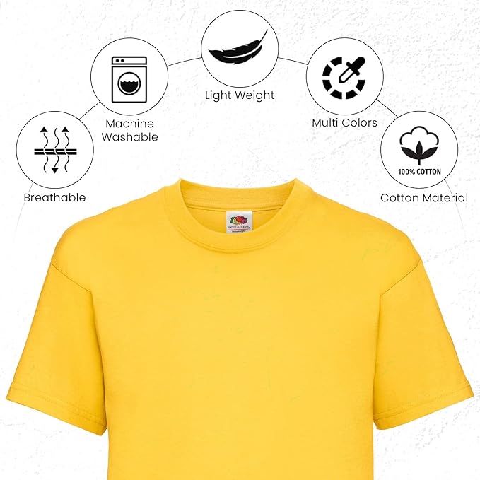 HiFEN® Kids Crew Neck Short Sleeve T Shirts Cotton Rich Plain Classic Fit Value weight Casual Top 3 to 15 Years 3 Pack