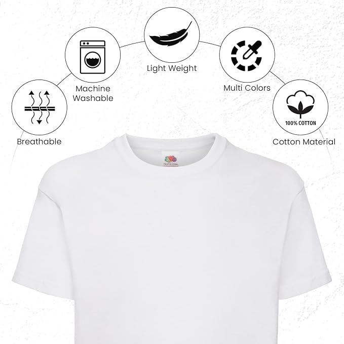 HiFEN® Kids Crew Neck Short Sleeve T Shirts Cotton Rich Plain Classic Fit Value weight Casual Top 3 to 15 Years 3 Pack