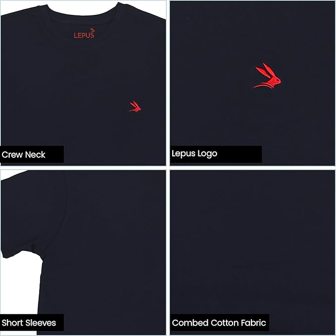 LEPUS Men’s Combed Cotton Crew Neck T-Shirt – Soft & Fitted