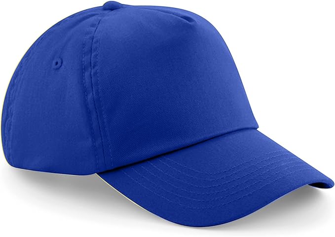 Unisex Kids 5 Panel Pre-Curved Plain Adjustable Baseball Cap
