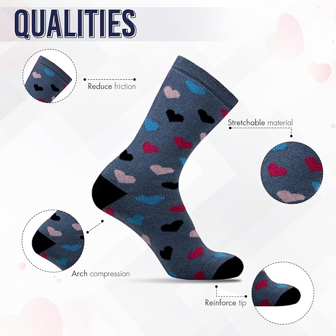 6 Pairs Women’s Wool Thermal Socks – Warm Winter Crew Socks UK 4–7