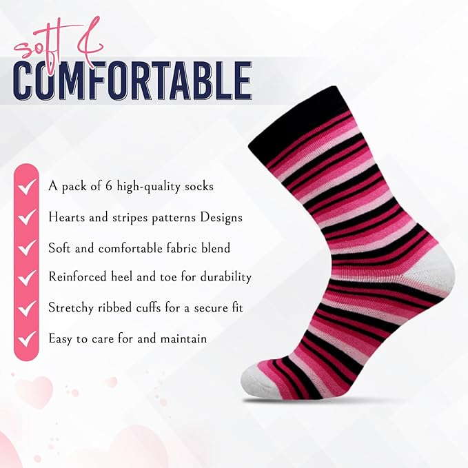 6 Pairs Women’s Wool Thermal Socks – Warm Winter Crew Socks UK 4–7