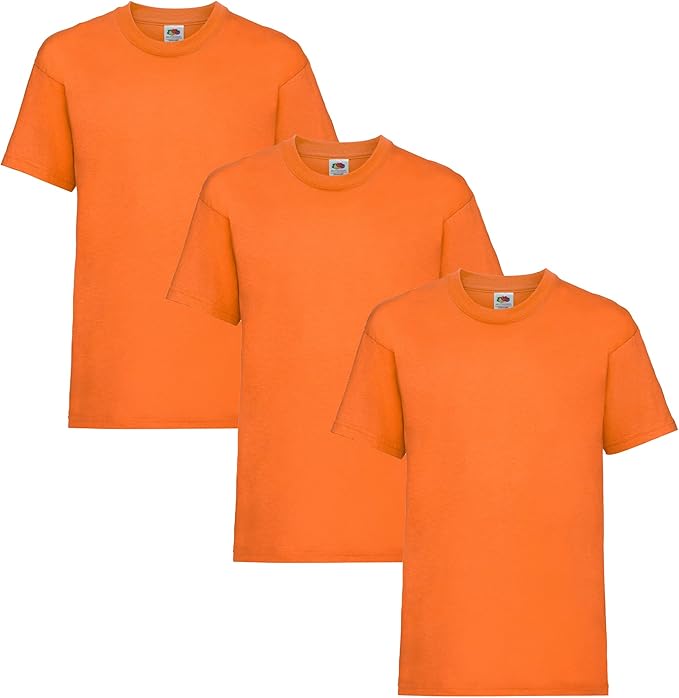 HiFEN® Kids Crew Neck Short Sleeve T Shirts Cotton Rich Plain Classic Fit Value weight Casual Top 3 to 15 Years 3 Pack