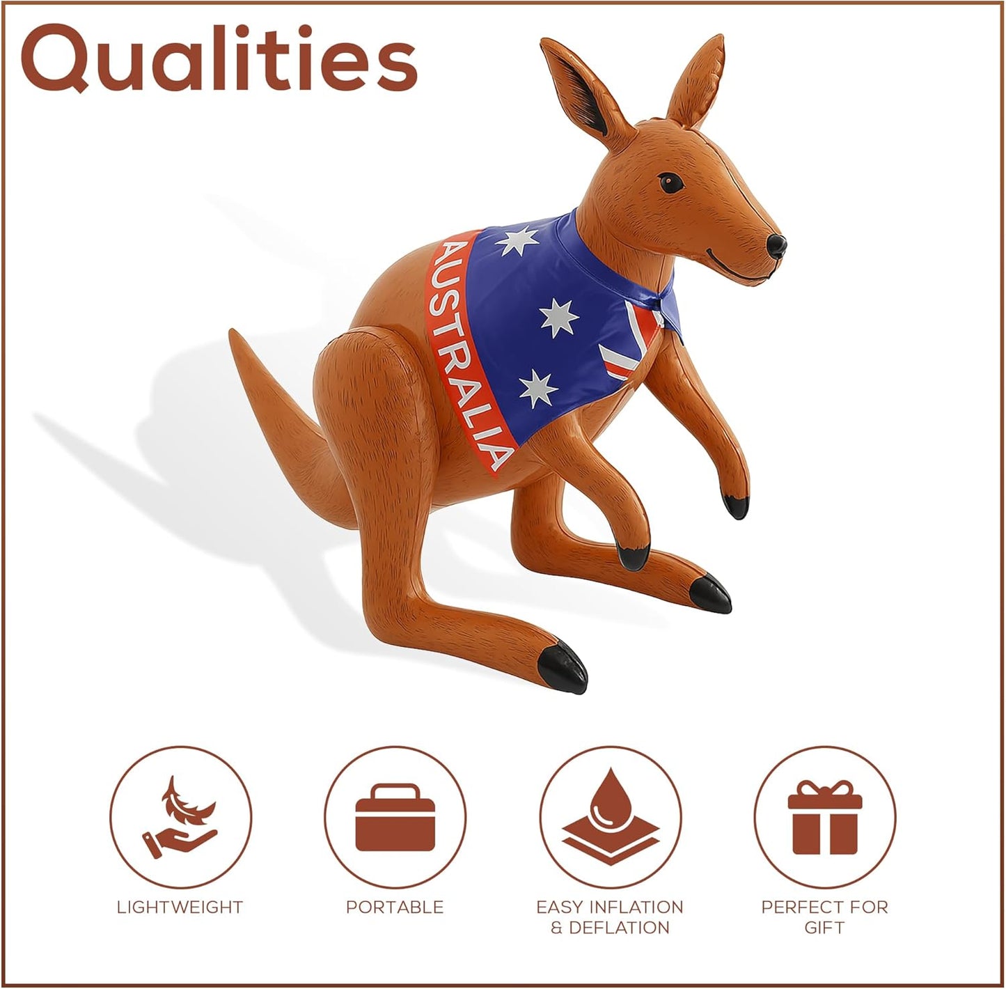Inflatable Kangaroo with Australian Flag – 70cm Party Decoration & Fun Aussie Toy