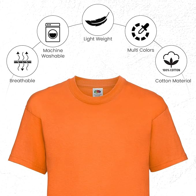 HiFEN® Kids Crew Neck Short Sleeve T Shirts Cotton Rich Plain Classic Fit Value weight Casual Top 3 to 15 Years 3 Pack