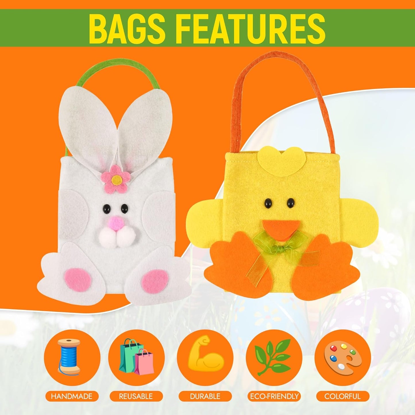 2-Pack Bunny & Chick Felt Bags