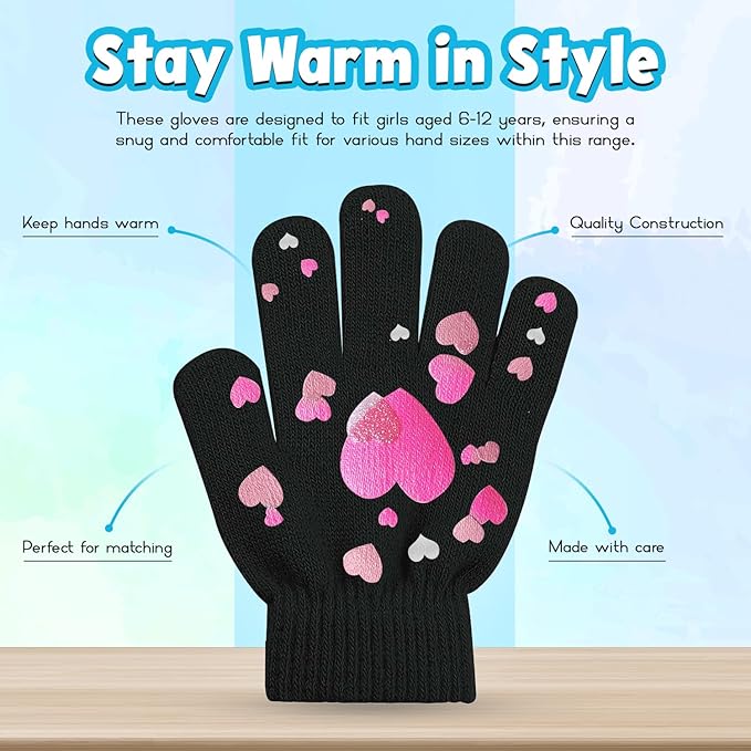 HiFEN® Kids Winter Magic Gloves – Warm Stretch Knit Full Finger Gripper Gloves