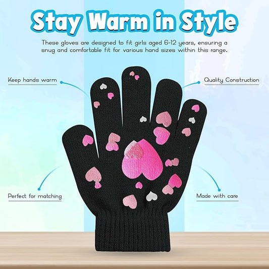 Kids Winter Magic Gloves – Warm Stretch Knit Full Finger Gripper Gloves