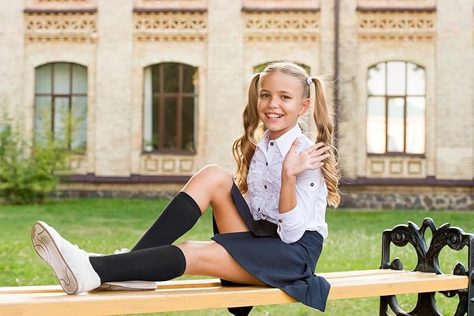 6 Pair Girls Knee High Socks UK 4-6
