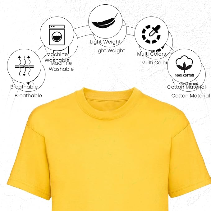 HiFEN® Kids Crew Neck Short Sleeve T Shirts Cotton Rich Plain Classic Fit Value weight Casual Top 3 to 15 Years 3 Pack