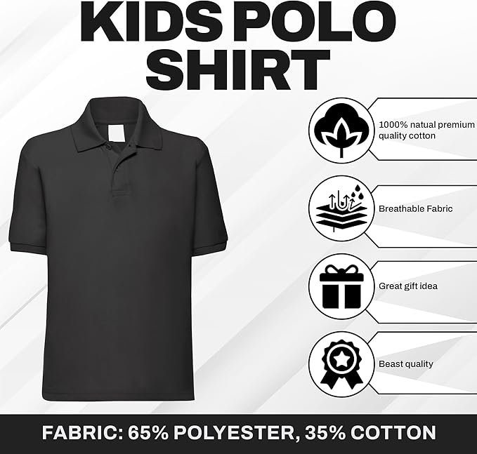 Kids Polo Shirt – Short Sleeve School Uniform (3–15 Years)