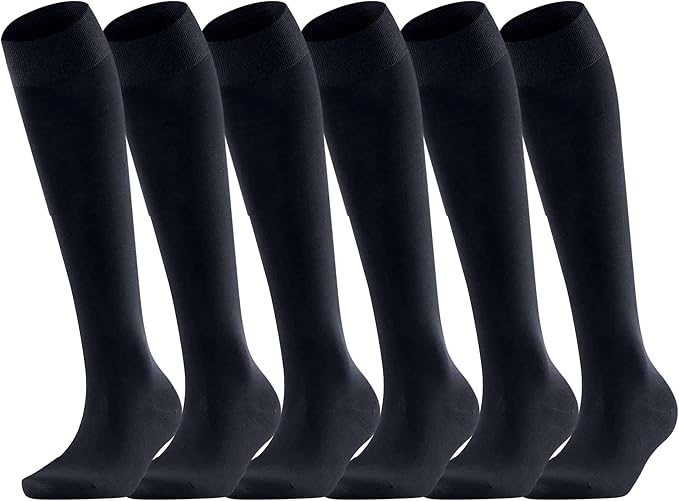 6 Pair Girls Knee High Socks UK 4-6