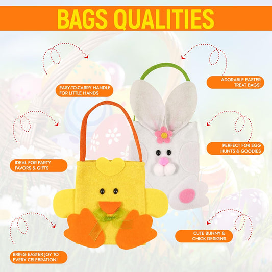 2-Pack Bunny & Chick Felt Bags