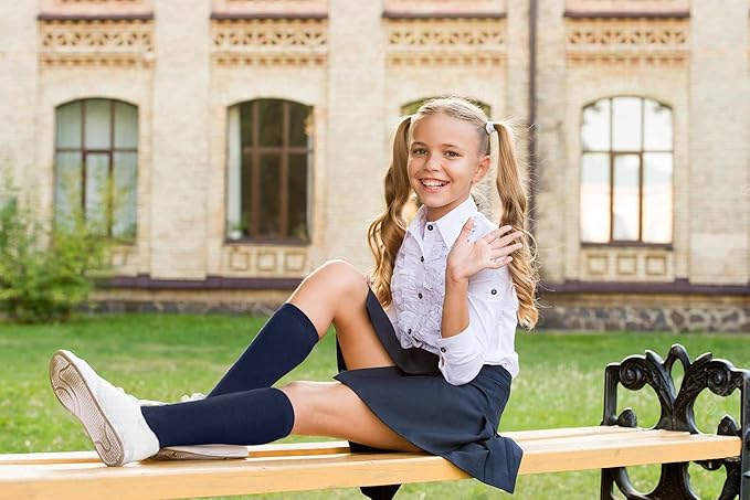 6 Pair Girls Knee High Socks UK 4-6