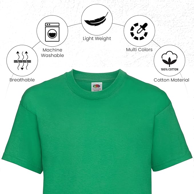 HiFEN® Kids Crew Neck Short Sleeve T Shirts Cotton Rich Plain Classic Fit Value weight Casual Top 3 to 15 Years 3 Pack
