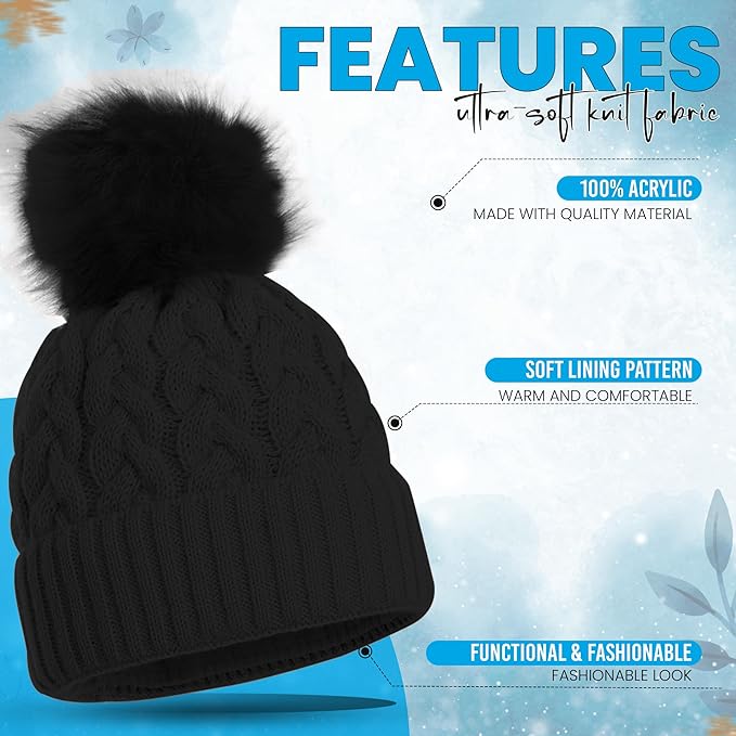 Women’s Winter Hat & Gloves Set – Fur Lined, Warm & Cozy (One Size)