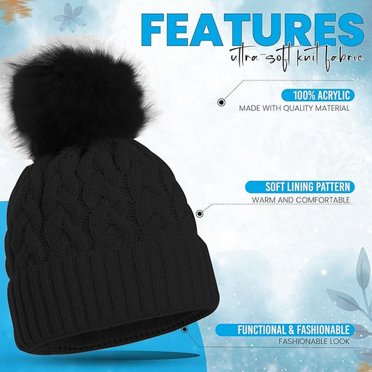 Women’s Winter Hat & Gloves Set – Fur Lined, Warm & Cozy (One Size)