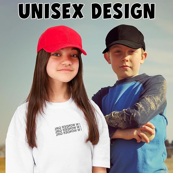 Unisex Kids 5 Panel Pre-Curved Plain Adjustable Baseball Cap