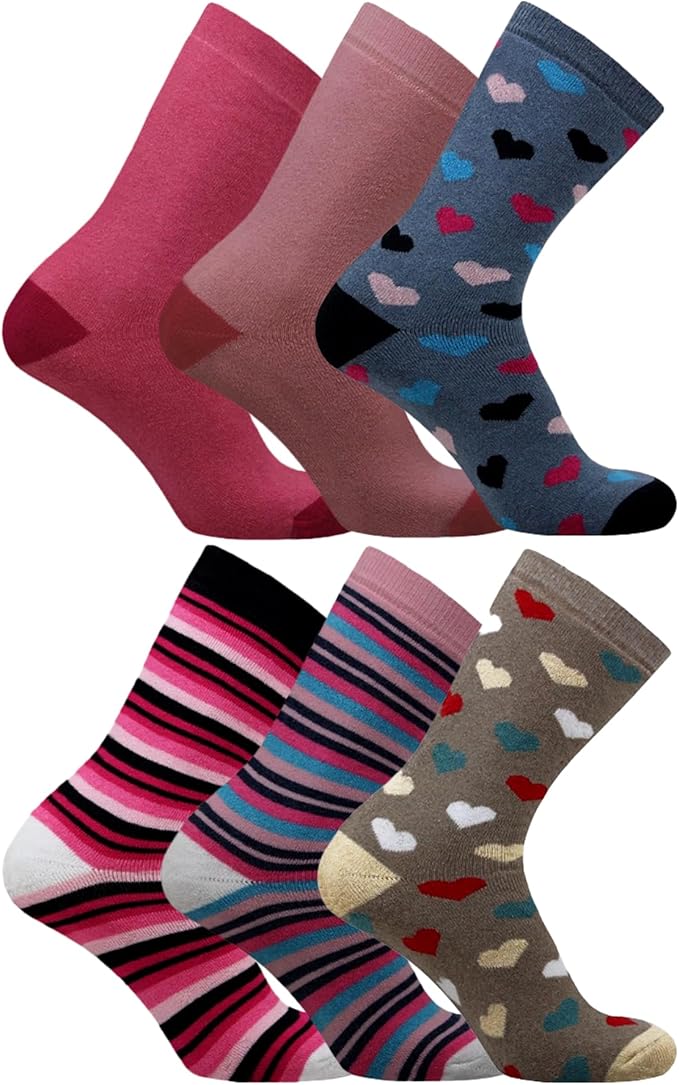 6 Pairs Women’s Wool Thermal Socks – Warm Winter Crew Socks UK 4–7