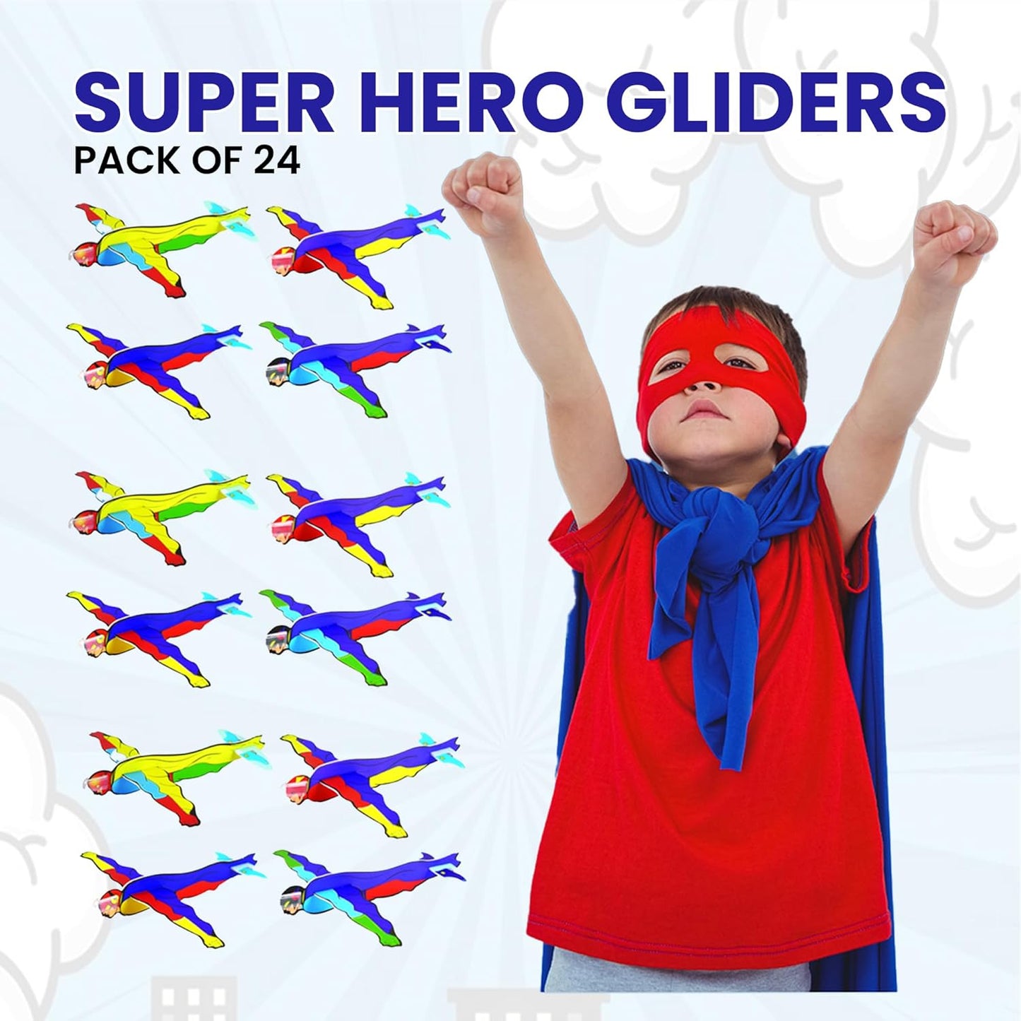24 Pcs Superhero Foam Gliders – Fun Party Bag Fillers & Toys for Kids