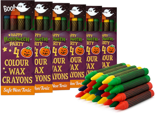 24 Mini Wax Crayons for Kids – Halloween Party Favors | Non-Toxic, Vibrant Colours