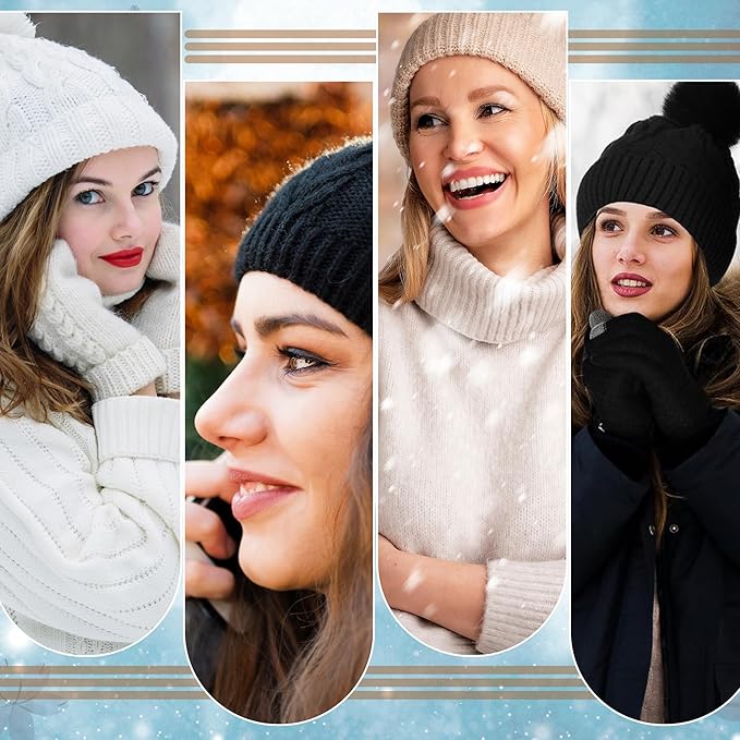 Women’s Winter Hat & Gloves Set – Fur Lined, Warm & Cozy (One Size)
