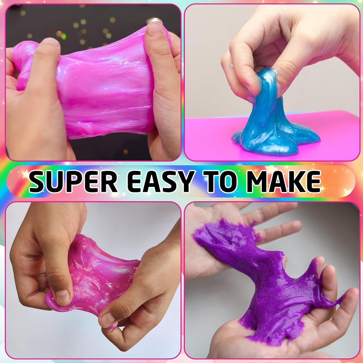 57 Pcs Slime Kit – DIY Fluffy, Non-Sticky Glitter Slime Set for Kids Ages 8+ Fun Creative Gift for Boys & Girls