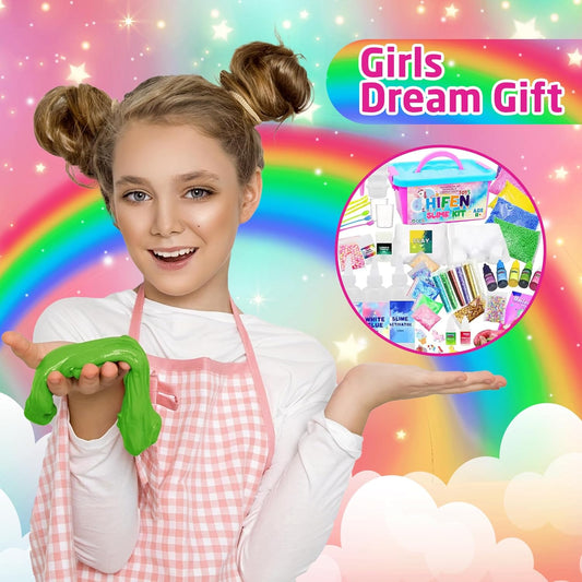 57 Pcs Slime Kit – DIY Fluffy, Non-Sticky Glitter Slime Set for Kids Ages 8+ Fun Creative Gift for Boys & Girls