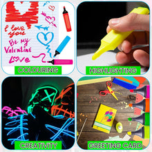 Load image into Gallery viewer, Set of 12 Vibrant Neon Aesthetic Highlighters
