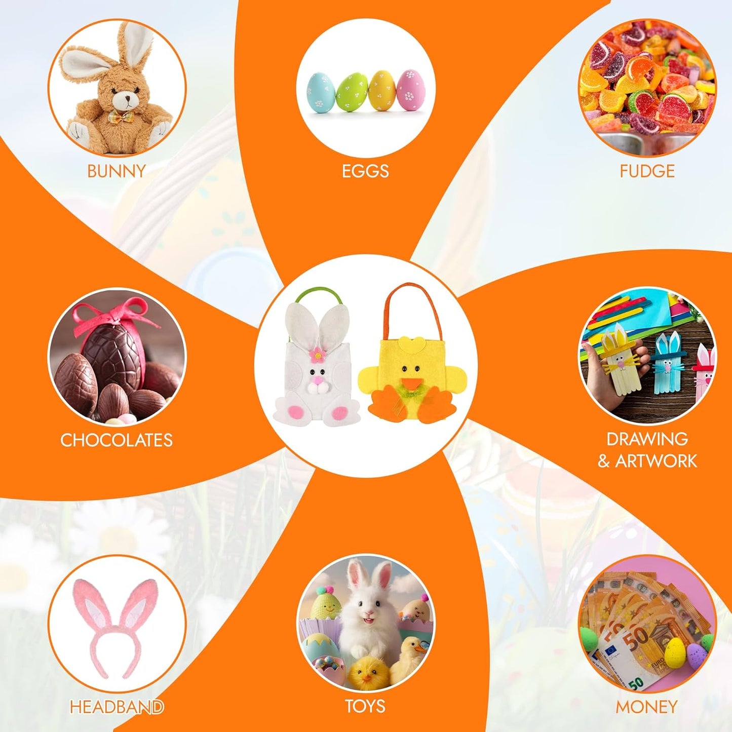 2-Pack Bunny & Chick Felt Bags
