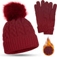 Women’s Winter Hat & Gloves Set – Fur Lined, Warm & Cozy (One Size)