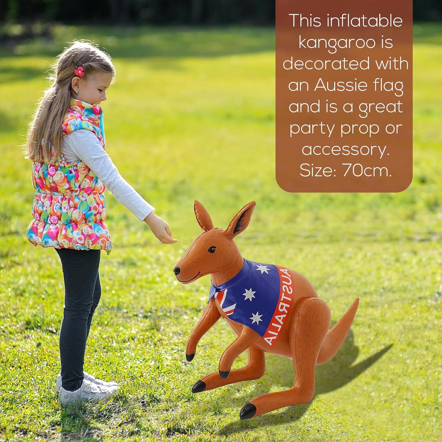 Inflatable Kangaroo with Australian Flag – 70cm Party Decoration & Fun Aussie Toy