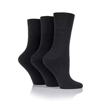Load image into Gallery viewer, 3_pair_multipack-womens_socks-ladies_diabetic_socks-calf_socks-black_socks-cotton_socks_for_women-HiFEN_UK