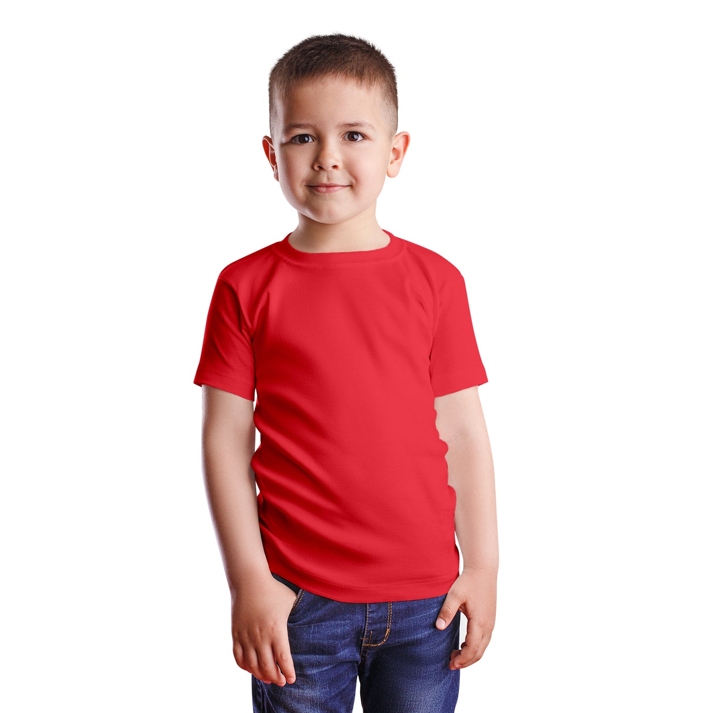 HiFEN® Kids Crew Neck Short Sleeve T Shirts Cotton Rich Plain Classic Fit Value weight Casual Top 3 to 15 Years 3 Pack