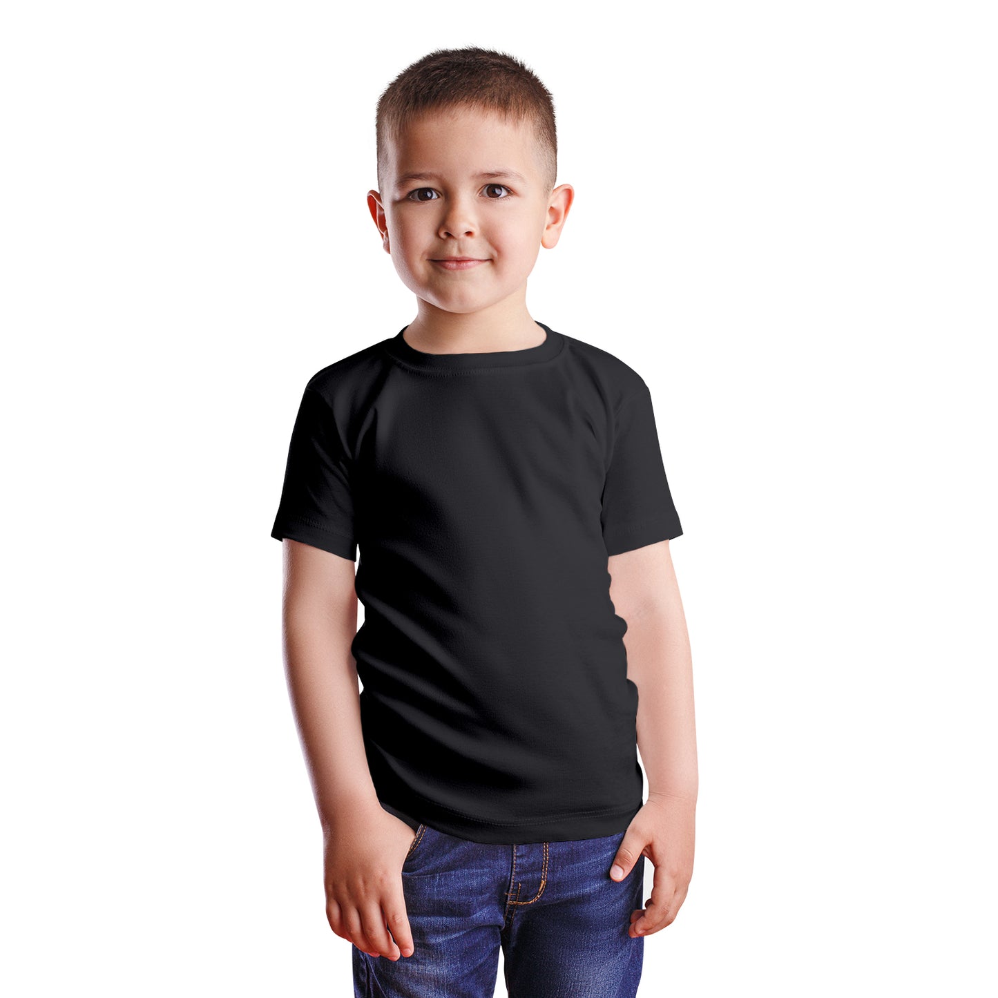 HiFEN® Kids Crew Neck Short Sleeve T Shirts Cotton Rich Plain Classic Fit Value weight Casual Top 3 to 15 Years 3 Pack