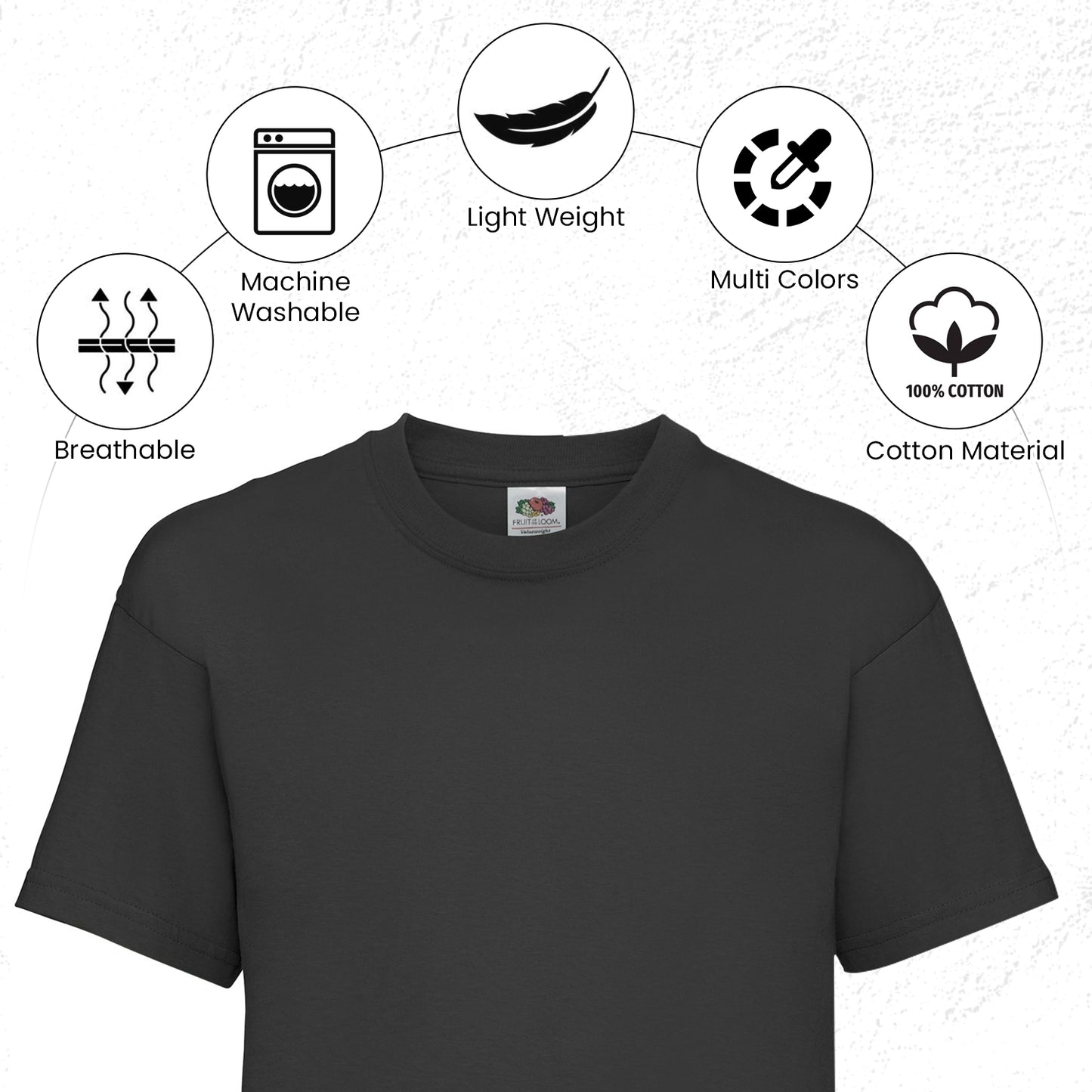 HiFEN® Kids Crew Neck Short Sleeve T Shirts Cotton Rich Plain Classic Fit Value weight Casual Top 3 to 15 Years 3 Pack
