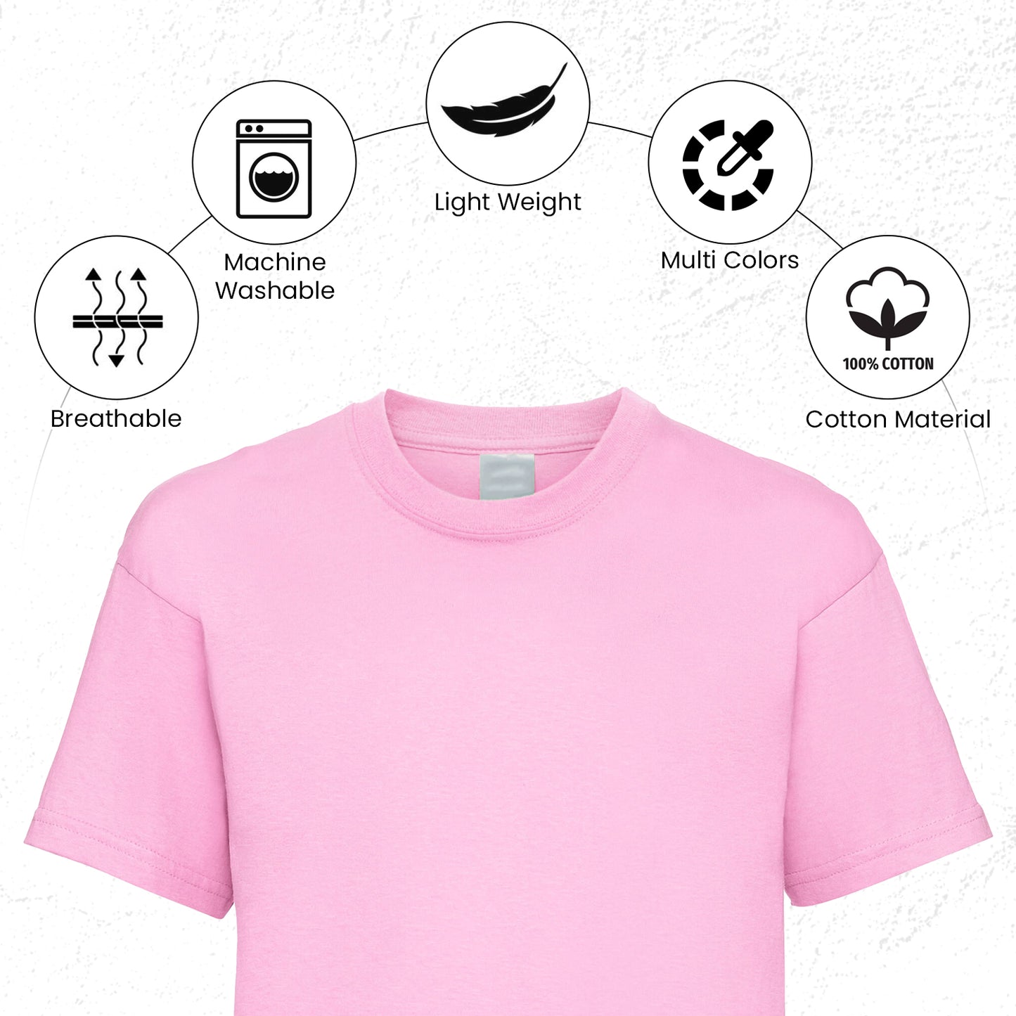 HiFEN® Kids Crew Neck Short Sleeve T Shirts Cotton Rich Plain Classic Fit Value weight Casual Top 3 to 15 Years 3 Pack
