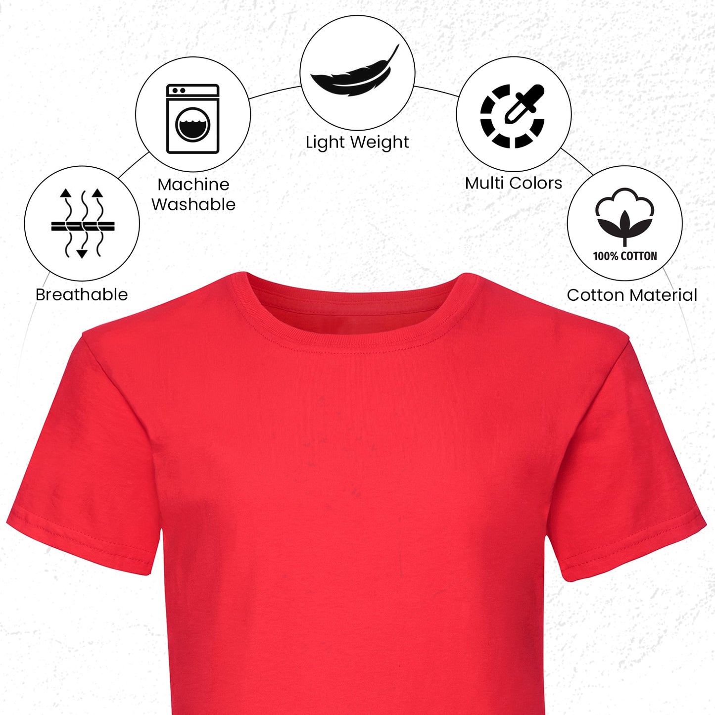 HiFEN® Kids Crew Neck Short Sleeve T Shirts Cotton Rich Plain Classic Fit Value weight Casual Top 3 to 15 Years 3 Pack